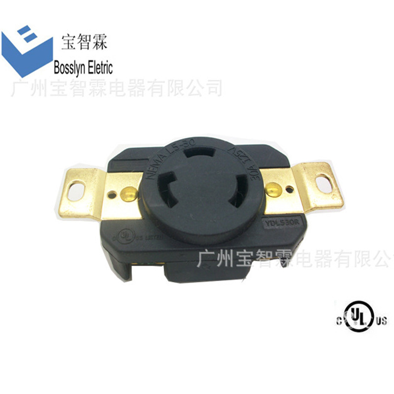 美式三相四线工业插座 美规发电机防脱落带地线插座NEMA L15-30R