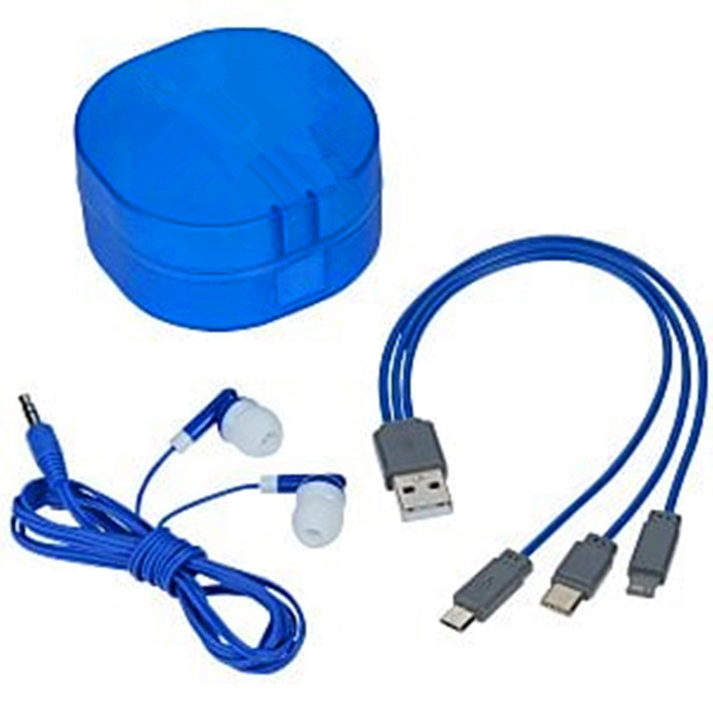 Cross-border gift headset charger travel car suit data cable in-ear mobile phone headset plastic storage box