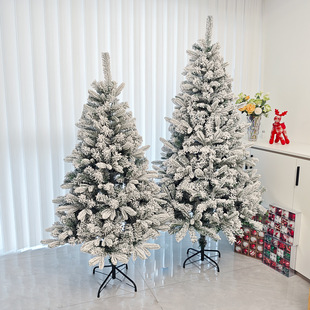 New Christmas Decorations 1.5/ 1.8m Pe+Pvc Mixed Leaf Artificial Flocking Snow Christmas Tree Ornaments