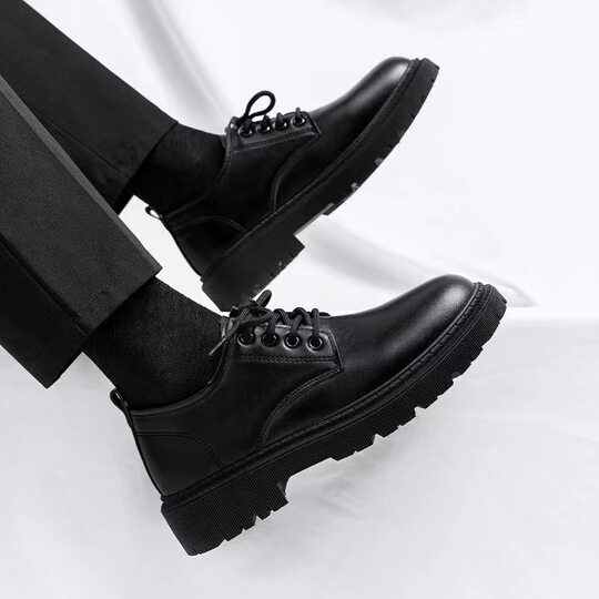 Cross-border Small Explosions Casual Leather Shoes Autumn Breathable Thick-soled British Style All-match Non-slip Soft-soled Work Board Trendy Shoes