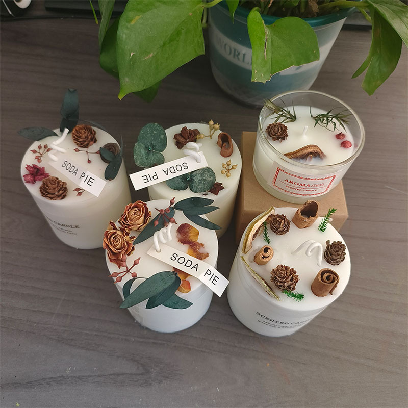 Fábrica suministro de material forestal blanco cilíndrico vasos de vidrio transparentes con flores secas vasos de vidrio al por mayor