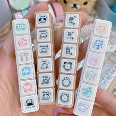 ワカオリジナル六連印鑑手帳diy装飾スケジュール本カードスタンプ設計記録情緒天気