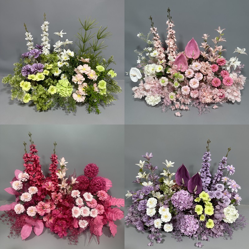 Flor de la boda de la flor Chiyeya rosa roja fila de orquídeas fila de flores bosque escena de compromiso decoración de la boda fondo de decoración