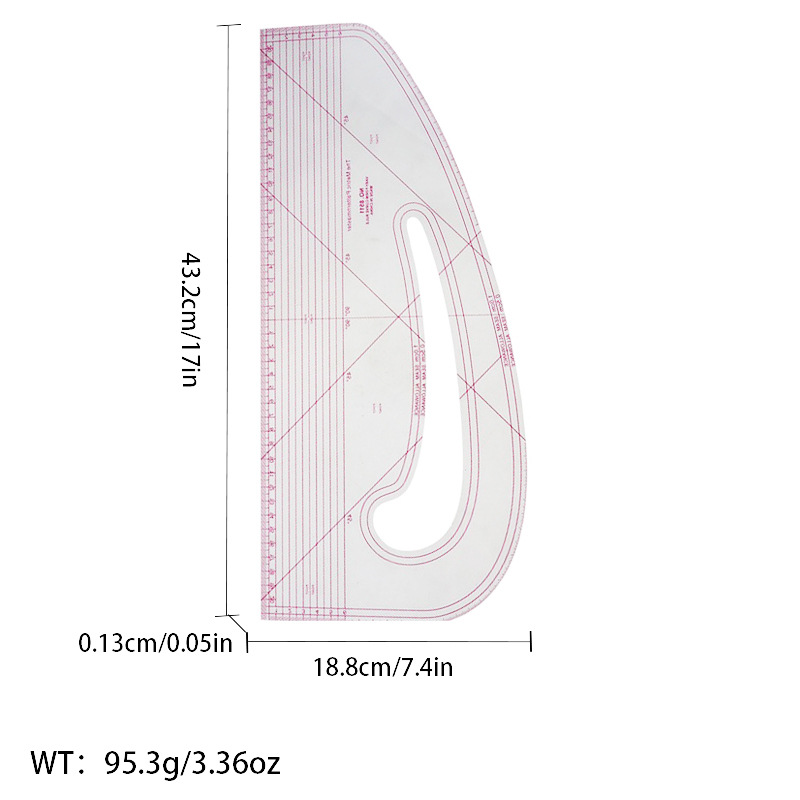 Regla de curva directa de fábrica Botón regla de arco regla de ropa regla de corte traje de regla de jaula de manga regla de tamaño colección