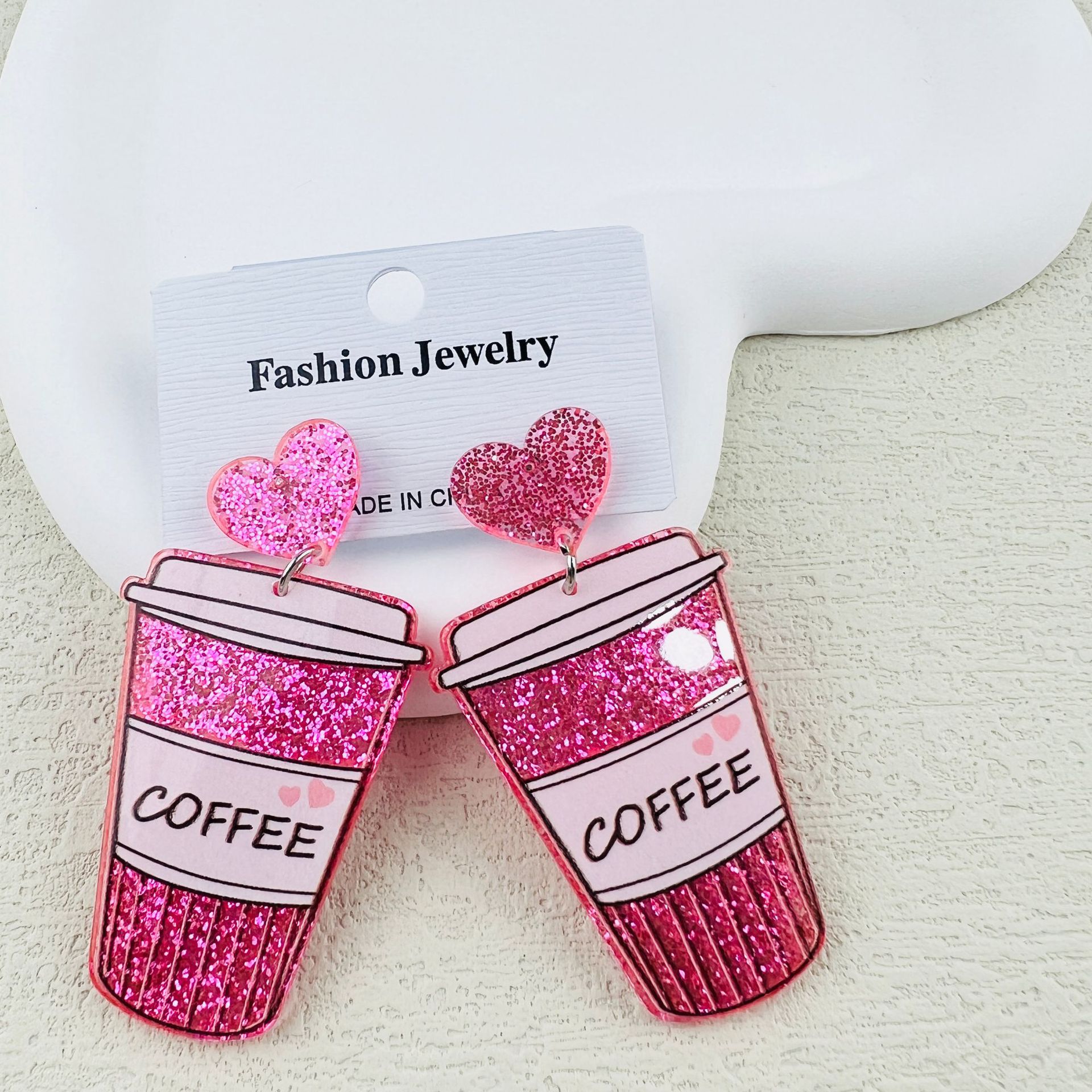 Holiday, Daily Occasion Acrylic Material Valentine'S Day Festival 1 Pair Retro Heart Shape Printing Arylic Drop Earrings
