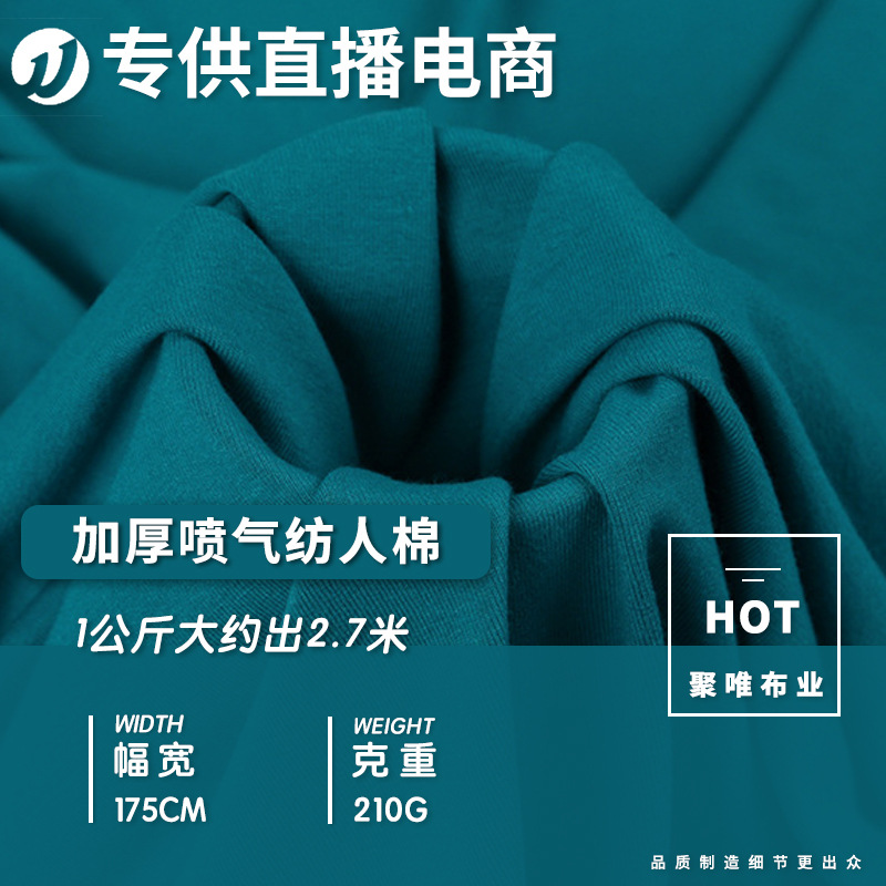 秋冬面料加厚OE人棉喷气纺人棉T恤打底面料 弹力人棉针织氨纶汗布