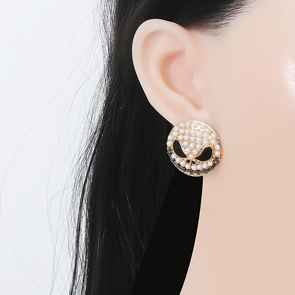 Halloween Funny Full Rhinestone Color Eye Stud Earrings Demon Earrings