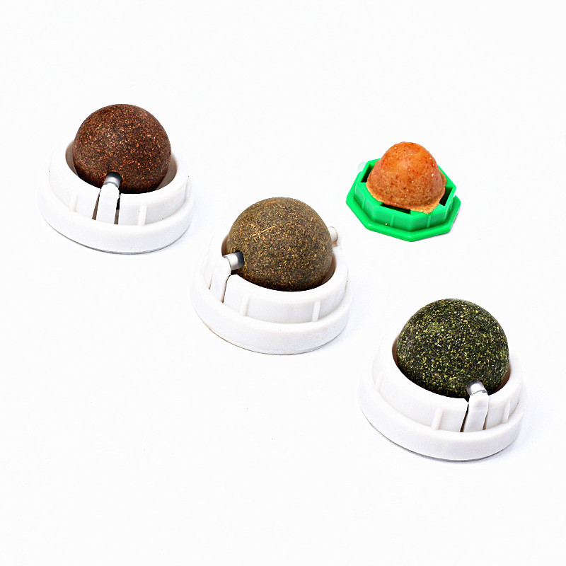 Amazon popular Bola de juguete catnip 4 Pack gato bola de energía plata ratán juguete gato lamiendo y masticando gato juguete