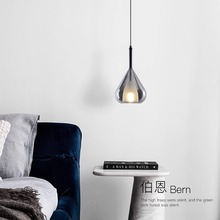 现代简约床头吊灯个性创意极简轻奢灯饰客厅背景墙玻璃卧室小吊灯