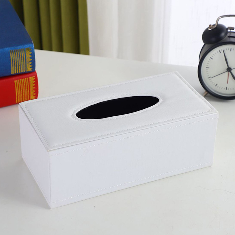Caja de pañuelos de cuero del hogar caja de pañuelos de cuero impreso logotipo Hotel pu caja de pañuelos de comedor de coche