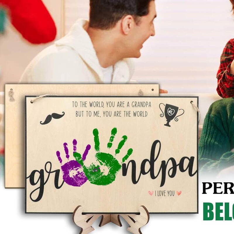 Amazon Explosions Plywood Bracket Commemorates Photo Frame Grandpa Handprint Footprint Crafts, Father's Day Gift