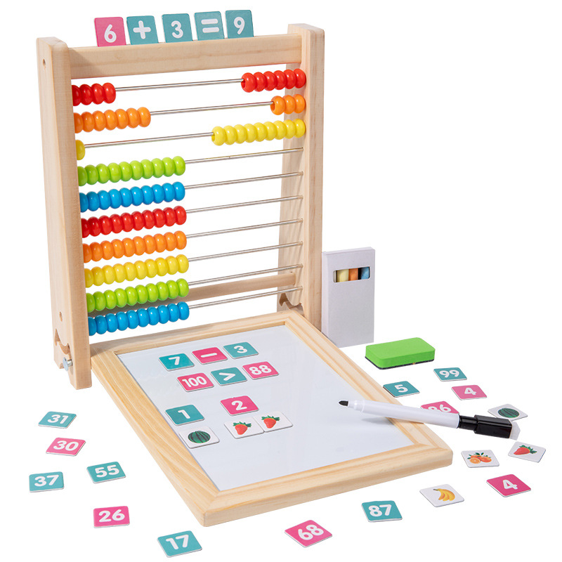 Tablero de dibujo multifuncional para niños, estante de cálculo, aritmética de cuentas, suma y resta, ayudas didácticas, juguetes de iluminación, matemáticas de aprendizaje de jardín de infantes