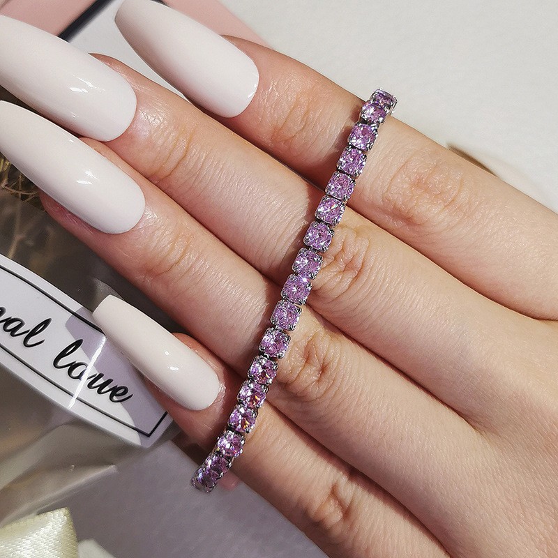 Hip Hop Tennis Armband Handstück Mehrfarbiges Zirkon Armband Damen Volldiamant Nicht verblassend S5787_voghion.com