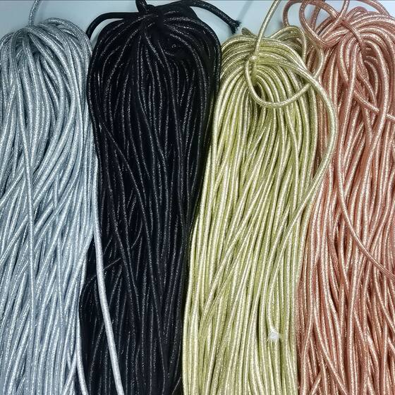 Clothing accessories black gold and silver rose gold gold and silver wire 5mm32 ingot round rope clothing accessories pants rope hat rope material
