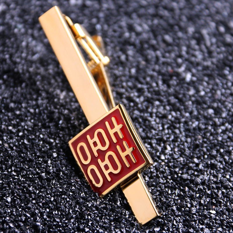 Happy Tie Clip Shirt Cufflinks Men's Wedding Festive Cuff Nails Groom Suit Men's Copper Tie Clip Boxed