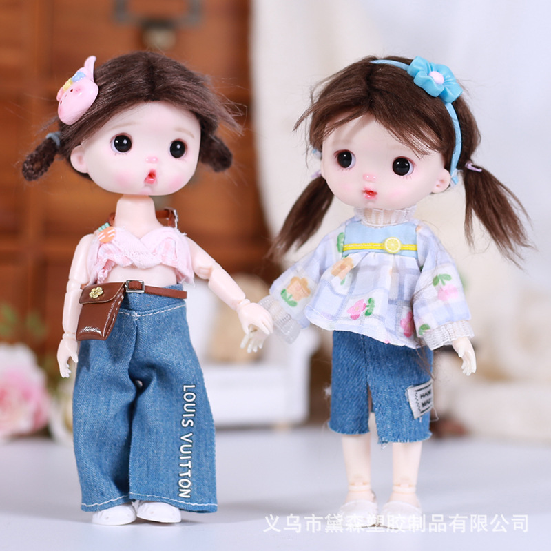 Doll Bjd 1/6 Denim Girl Ob11 Doll Clothes Girl Dress-Up 6inch Cotton Toy Clothes Wholesale Foreign Trade Same Style Doll Bjd 1/6 Denim Girl Ob11 Doll Clothes Girl Dress-Up 6inch Cotton Toy Clothes Wholesale Foreign Trade Same Style