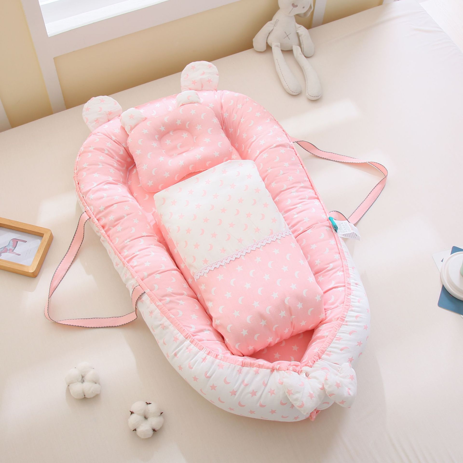 Cama portátil cama media cuna bebé móvil recién nacido pequeña cama biónica anti-escupir leche cama anti-presión