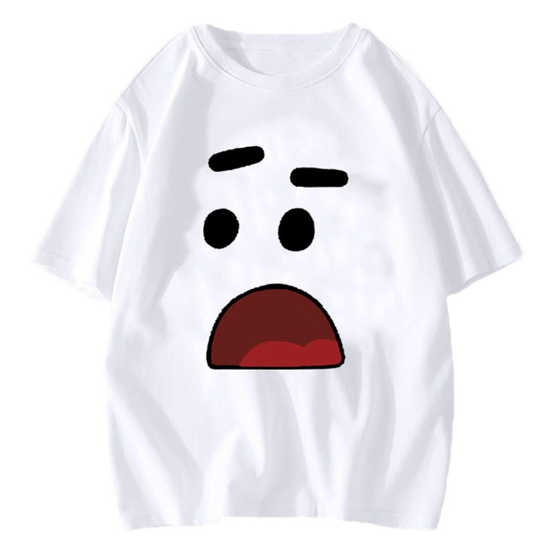 Bolsa de expresión facial manga corta Camiseta Linda cuello redondo Camiseta de manga corta para hombres y mujeres estilo coreano estudiante moda suelta ins Top par desgaste T image 1