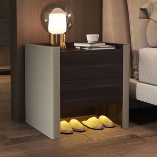 Solid Wood Bedside Table Simple Modern Bedroom Minimalist Internet Popular Saddle Leather Storage Cabinet High-end Installation-free Bedside Cabinet