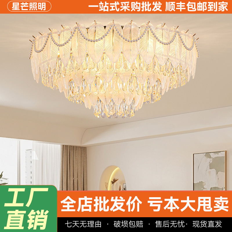 French-Style Light Luxury Crystal Ceiling Light, Full Spectrum Eye-Protection Creative 2026 New Model Living Room Main Ceiling Light Wholesale