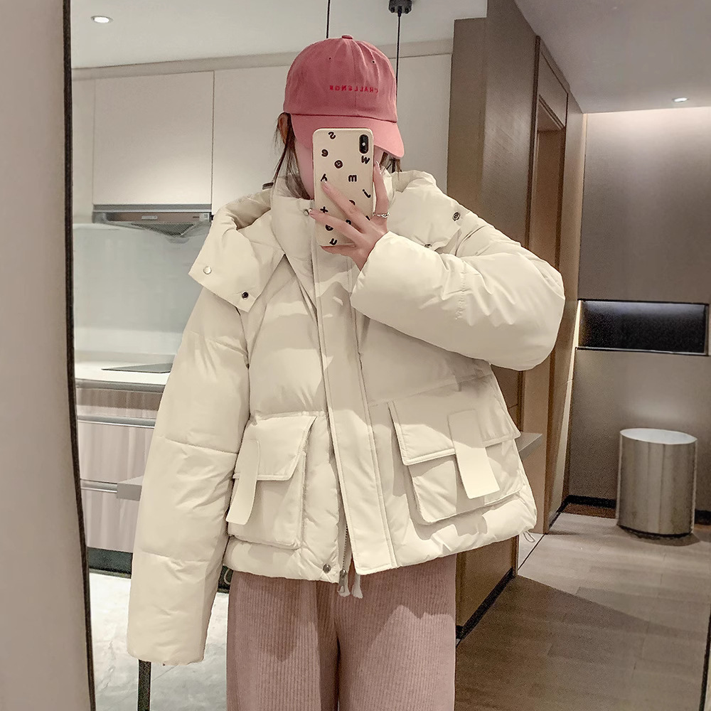 Capa de algodón de pluma corta para mujeres 2024 invierno nuevo estilo coreano de algodón suelto engrosado chaqueta de algodón de moda pequeña chaqueta