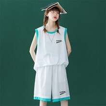 运动套装女2024夏季新款学生无袖篮球服ins潮韩版宽松球衣两件套