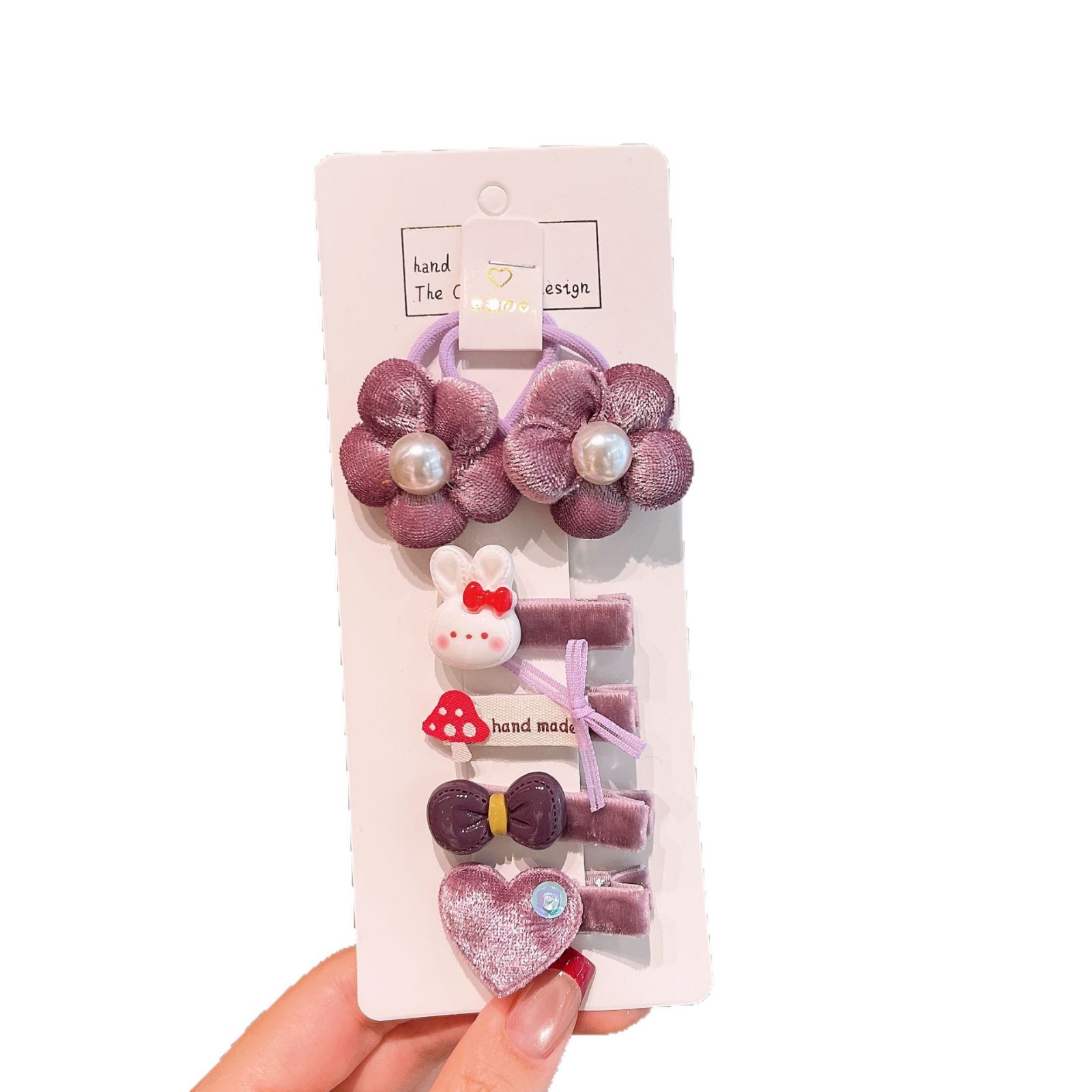 Nuevo otoño coreano lindo fieltro de fruta para niños con un vestido de amor de boca de pato clip de banda de cuero toque de cabello bebé