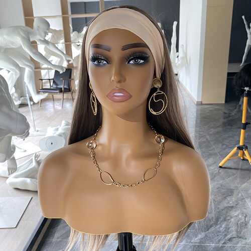 European and American model mannequin head, wig, earrings, and hat display—double shoulder head form, half-body dummy head