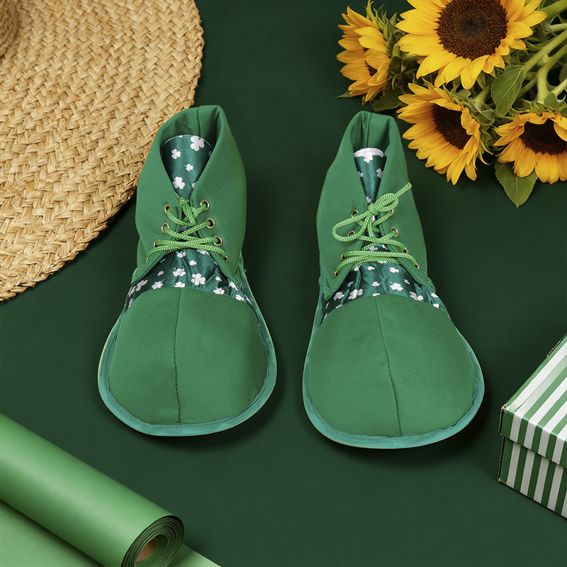 新款圣帕特里克节小丑鞋子爱尔兰节搞笑滑稽舞会演出派对小丑鞋套