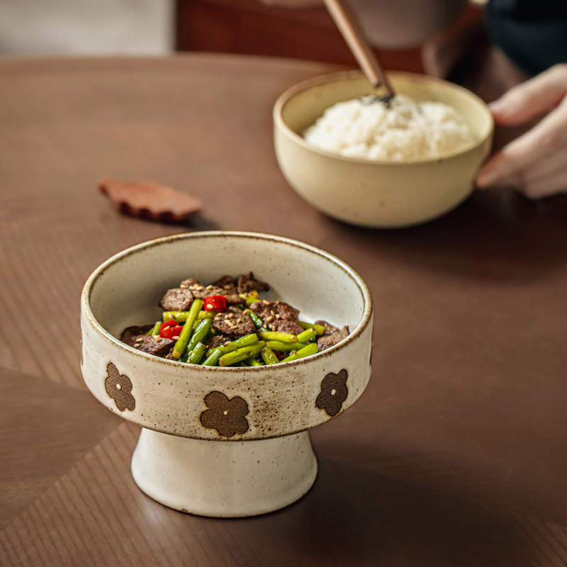 Plato de fruta especialmente hermoso, plato de pie de tosco hecho a mano retro, plato de dim soo para hacer té, plato de fruta, exportación transfronteriza