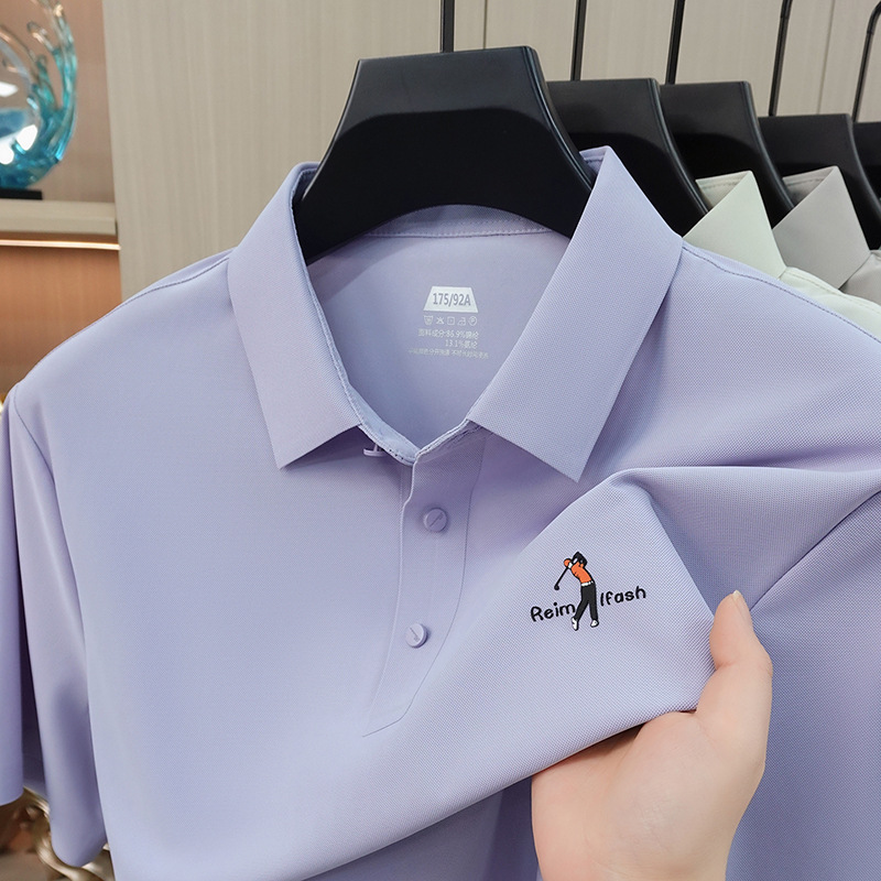 Brand High-End 2026 Summer Seamless Short-Sleeved Men's T-Shirt Anti-Uv Lapel Casual Half-Sleeved Polo Shirt