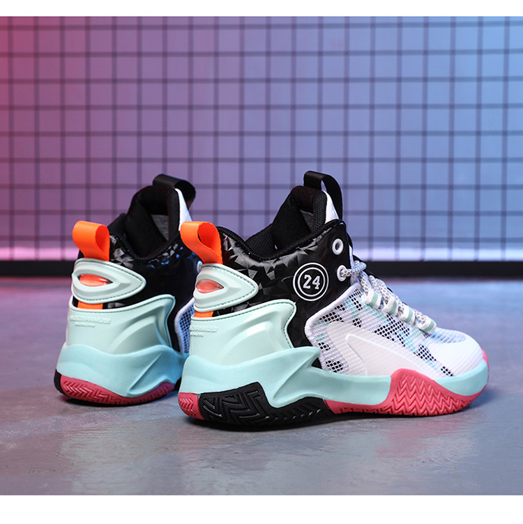 Boys High Top Basketball Trainers Comfortable Breathable Sneakers_voghion.com