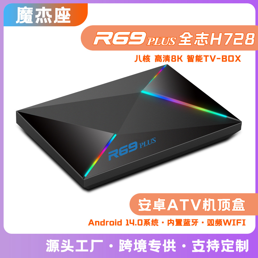 R69Plus Network Player Allwinner H728 Eight-Core Android 14.0 Wifi6 Gigabit Dual-Band Tvbox