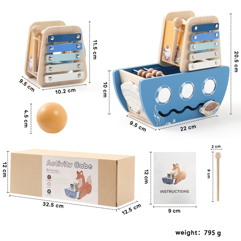Montessori Baby Puzzle Educación temprana Juguete cinco en uno multifuncional Elementos del océano