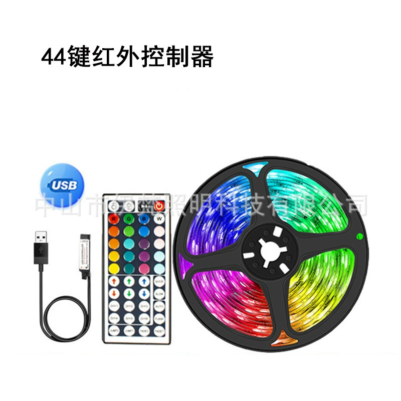 Светодиодная лента (5V 5050 RGB) 60 светодиодов/м, питание USB, управление по Bluetooth и инфракрасное, длина 0.5–5 м
