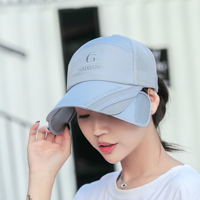 Sombrero de sol retráctil transpirable de verano, sombrero de pelo para hombres y mujeres, diseño de doble propósito, sombrero solar coreano, delgado secado rápido