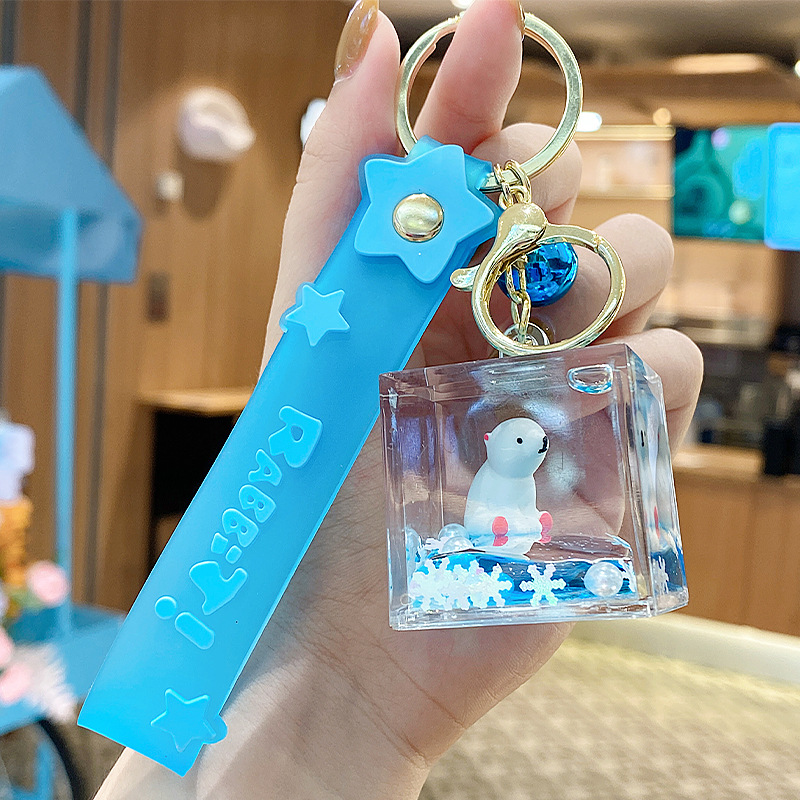 Flotante pequeño llavero de peces de colores para hombres y mujeres exquisito lindo botella a la deriva llave del coche colgante mochila colgante pequeño regalo