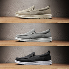 【工廠直銷】跨境大碼帆布鞋男老北京布鞋一腳蹬休閒男士樂福鞋