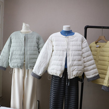 [比正]2025秋冬新韩版圆领排骨羽绒服女轻薄小个子白鸭绒外套5499
