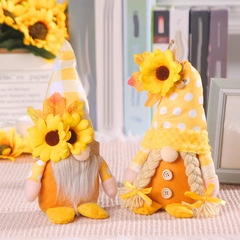Cross-Border Autumn Sunflower Couple's Style Rudolph Figure Standing Decor Faceless Doll Shelf Accent Prop