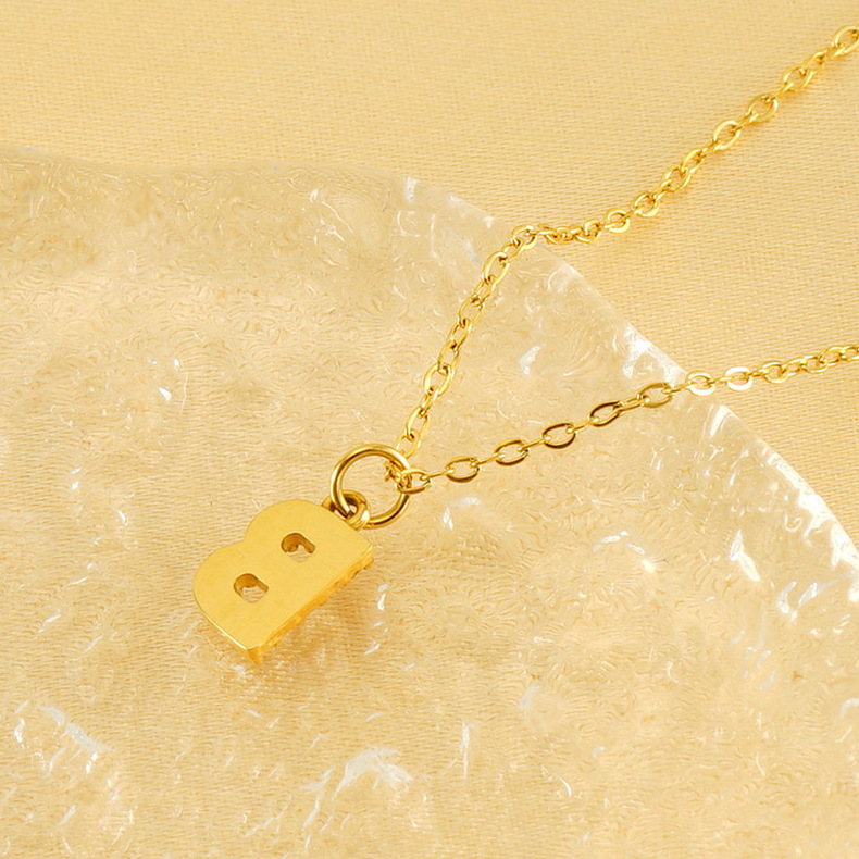 Holiday, Daily Occasion 304 Stainless Steel Material Letter Pattern PVD Coated 18K Gold Plated Letter Titanium Steel Simple Style Classic Style Waterproof Non Tarnish Titanium Steel Pendant Necklace