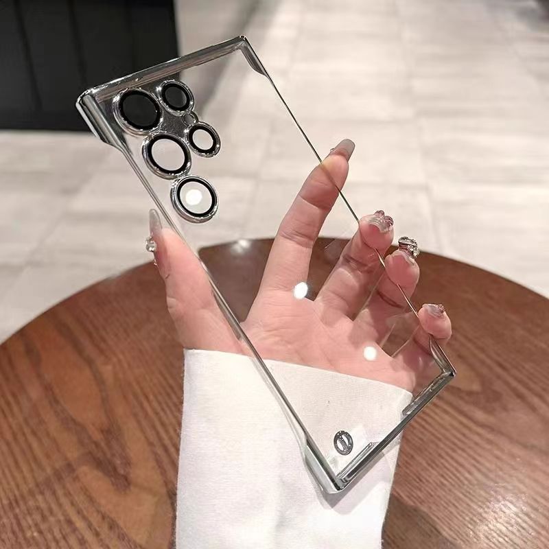 Super delgada transparente galvanoplastia magnética para Samsung S26Ultra caso de teléfono móvil S23 sin marco duro S24 caso de gafas
