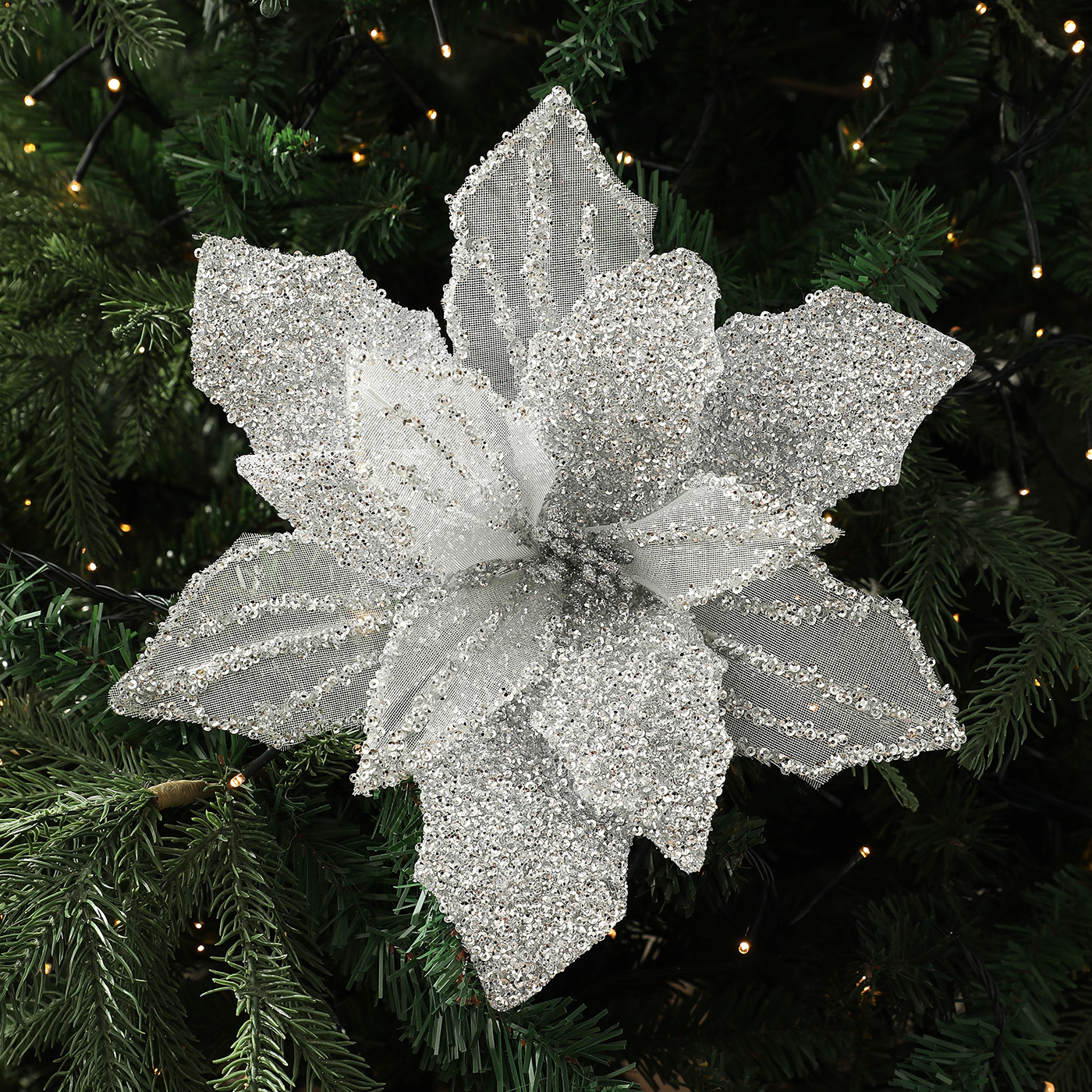 Nuevas flores de Navidad decoraciones de Navidad árbol de Navidad de alta calidad polvo de oro de polvo de tela flor flor de malla de imitación flores
