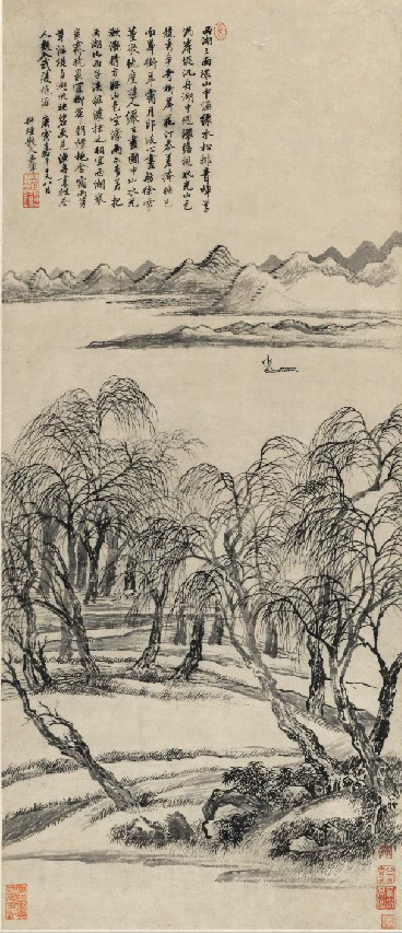 "Liu Bank River Continent" Династия Цин Wang Hui известные картины знаменитости каллиграфия и живопись 41*96см бесплатная доставка