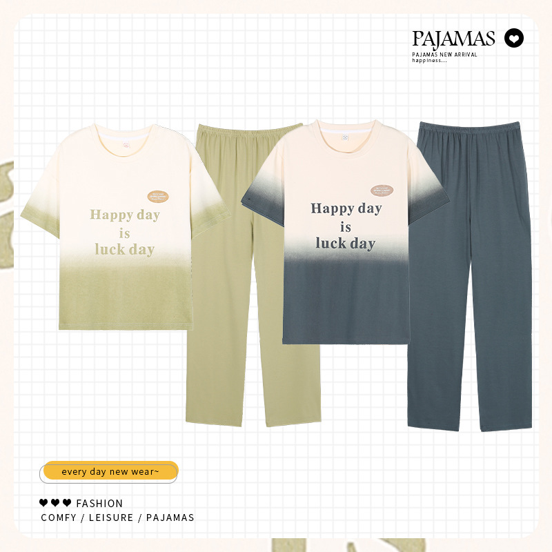 Letnie piżamy dla par bawełniane krótkie spodnie z krótkim rękawem męskie damskie kreskówkowe słodkie studenckie luźne ubrania domowe wiosna i lato_voghion.com