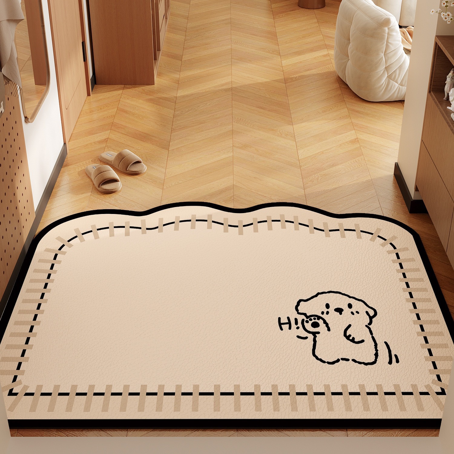 Cartoon Cute Pet Leather Shoe-Changing Mat, Dirt-Resistant and Wear-Resistant, Customizable, Wipeable, No-Wash Pvc Mat, in Stock