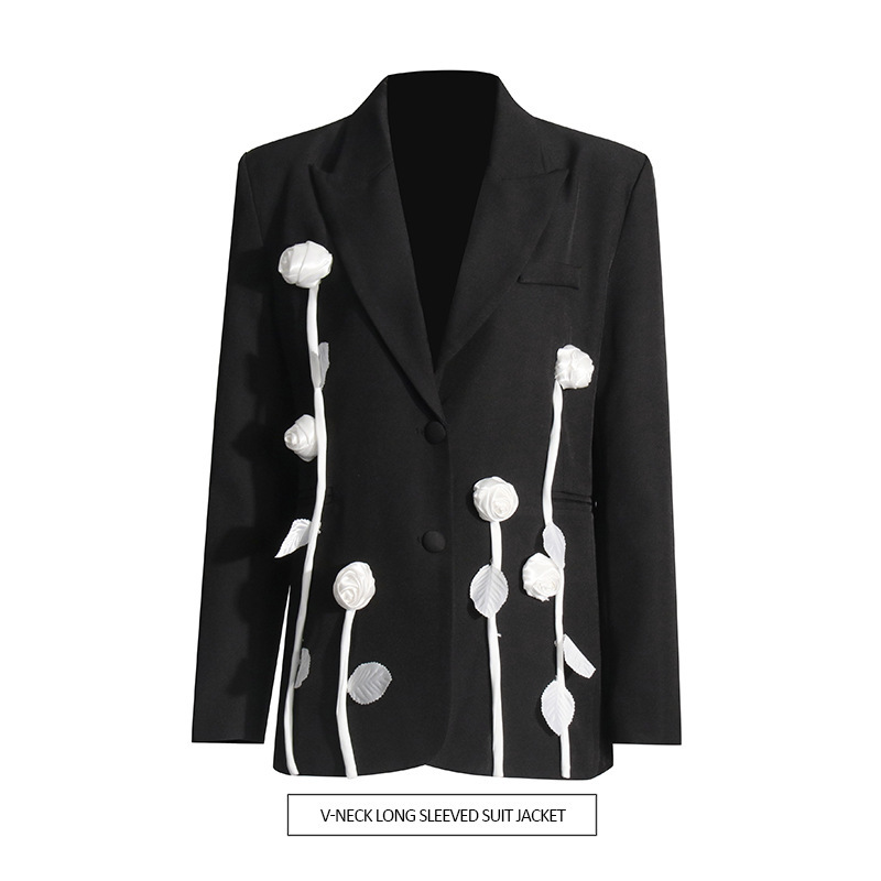 Fashionable and Elegant Small Suit Jacket 2026 Spring New Style High-End Floral Patchwork Slim-Fit Long-Sleeve Thin Blazer for Women Fashionable and Elegant Small Suit Jacket 2026 Spring New Style High-End Floral Patchwork Slim-Fit Long-Sleeve Thin Blazer for Women