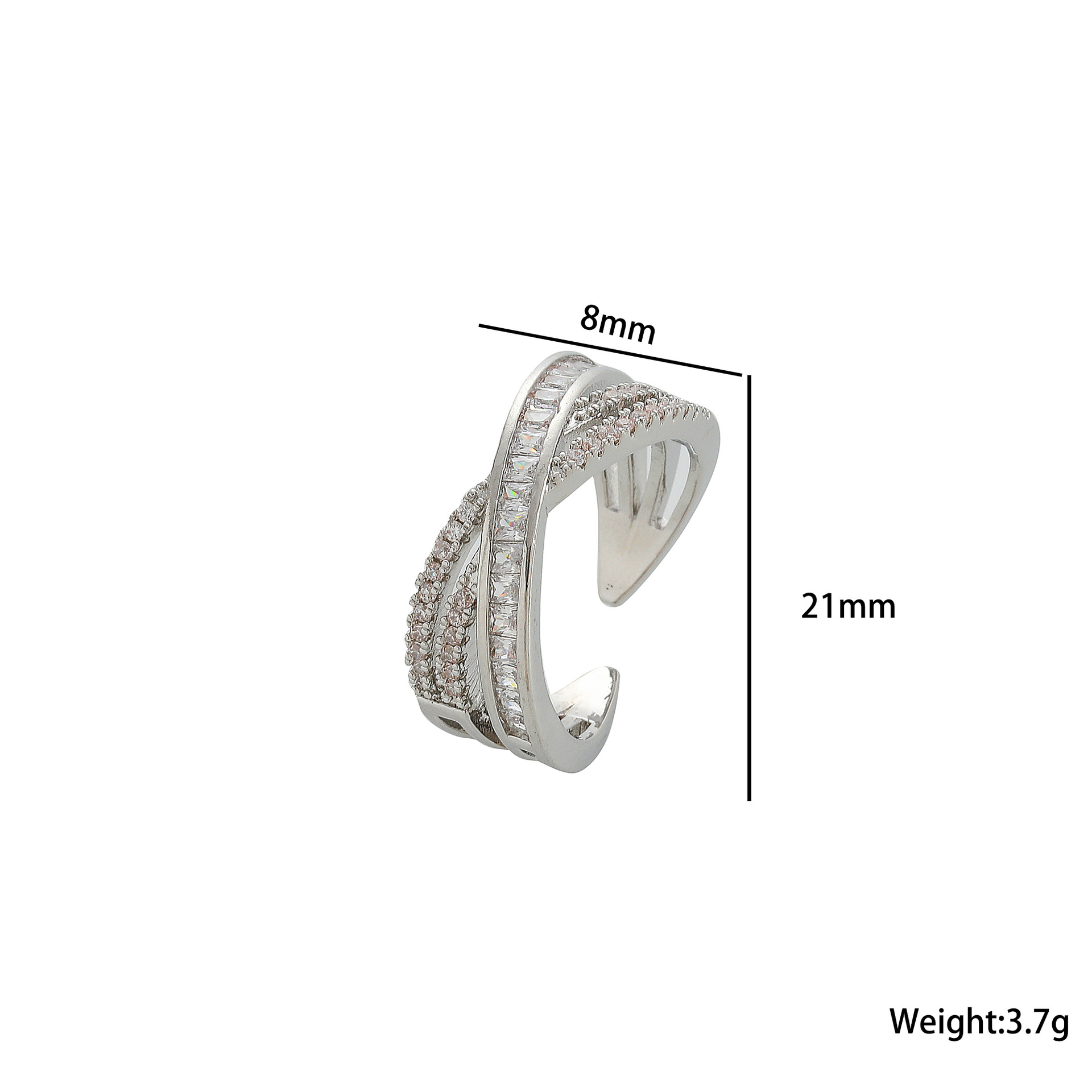 Dongdaemun double layer micro inlaid zircon ring simple female fashion personality cold style open ring _voghion.com