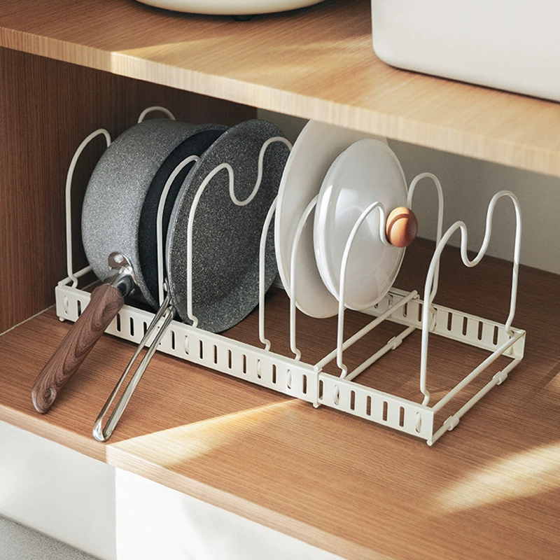 Dicker cabinet built -in pot rack home white tone expansion kitchen pot lid setting rack table storage shelf
