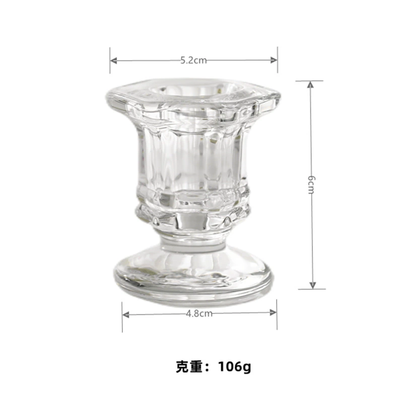 Подсвечник-стакан Glass Candlestick Holder, европейский INS стиль, прозрачная восковая основа, несколько форм (Король/Пузо/Малый)